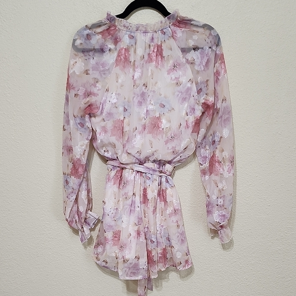 Lena Floral Romper with Tie Front and Ruffle Details - Picture 9 of 16